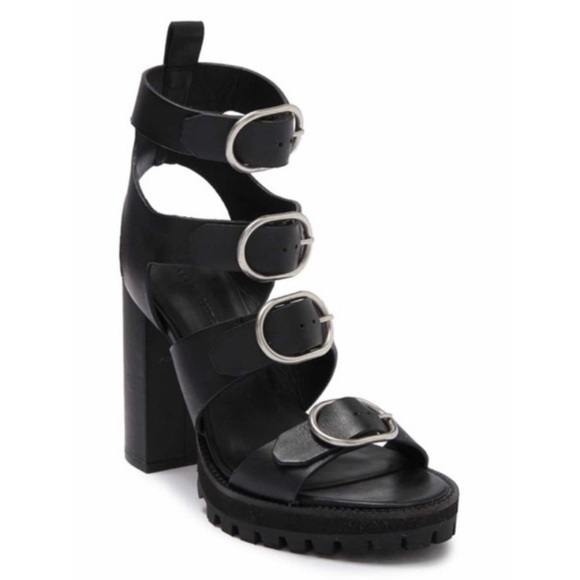 All Saints Osuna, Black Strappy, Block Heeled Sandals